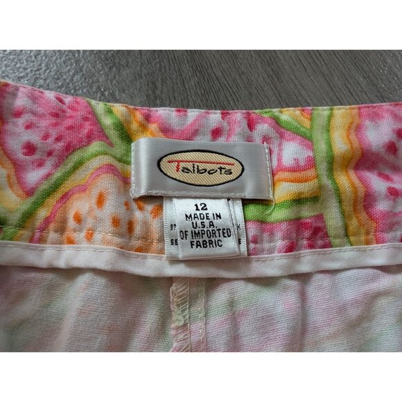 Talbots Size 12 Watermelon Print Wide-Leg Pants Womens Casual Summer Cotton Blen - Picture 3 of 4